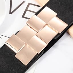 Women's Elastic Wide Waistband Classic Ladies Multicolor Square Buckle Dress Decorative Slim Stretchy Waistband