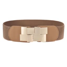 Women's Elastic Wide Waistband Classic Ladies Multicolor Square Buckle Dress Decorative Slim Stretchy Waistband