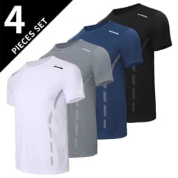 1/4/6 Pcs Men's Plus Size Gradient Quick-Drying Short-Sleeved Teenagers Loose Sports Running Fitness Football Basketball T-Shirt
