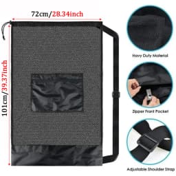 Large Mesh Ball Bag Drawstring Bag for Storage Soccer Basketball Volleyball Training Bags Black Sports Bag with Shoulder Straps