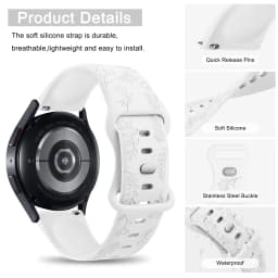 20mm Flower Engraved Watch Strap For Samsung Galaxy Watch 6/5/4 40mm/44mm 5Pro 45mm Watch 6 4 Classic 43mm/47mm 42mm/46mm Band
