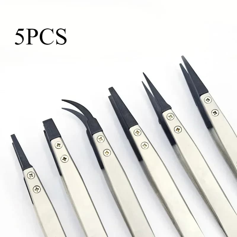 1-5PC Watch Hands Installation Work Tweezers Straight Elbow Handle Stainless Antistatic Plastic Tweezers ESD-259 ESD-259A ESD-7A
