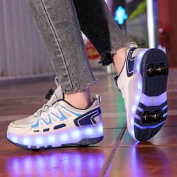 Children Four Wheels Luminous Glowing Sneakers Black Pink Led Light Roller Skate Shoes Kids Led Shoes Boys Girls USB Charging