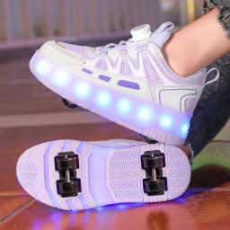 Children Four Wheels Luminous Glowing Sneakers Black Pink Led Light Roller Skate Shoes Kids Led Shoes Boys Girls USB Charging