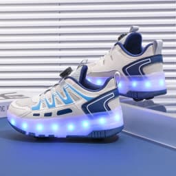 Children Four Wheels Luminous Glowing Sneakers Black Pink Led Light Roller Skate Shoes Kids Led Shoes Boys Girls USB Charging