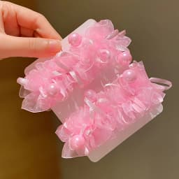 2Pcs Pink Cute Hair Tie Does Not Hurt Hair High Elasticity