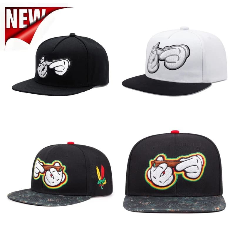 New Two Handed Cigarettes Embroidery Snapback Cap Hot Sale Unisex Fashion Adjustable Baseball Cap Women Flat Brimmed Hat