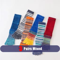 Man Toe Socks Long Plus Large Size Cotton Colorful Striped Compression Sport Fitness Happy Funny 5 Finger Calf Socks EU42-46