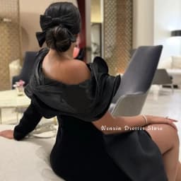 Mermaid Black Velvet and Organza Evening Dress Customized One Shoulder Long Sleeves Homecoming Dresses Formal Occasion Gowns