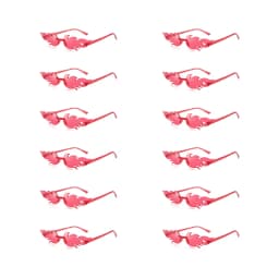 KAMMPT 12 Pairs Per Set Flame Prop Sunglasses Fashion Rimless Decor Candy Color Shades Trendy Design Party Gifts Sun Glasses
