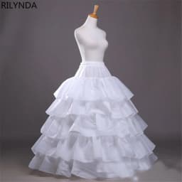 Full Shape Hoop Skirt 5 Ruffles Layers Ball Gown Petticoat Underskirt Slip for Wedding Dress Adjustable Waist