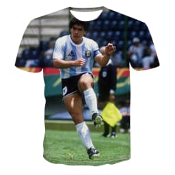 Summer hot selling fashionable football star creative 3D printing support football fan personalized casual T-shirt