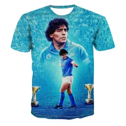Summer hot selling fashionable football star creative 3D printing support football fan personalized casual T-shirt