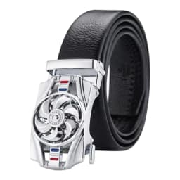 Mens Business Style Belt "Luck Is On The Turn" Leather Strap Male Waistband Rotatable Buckle Belts For Men Girdle Belts