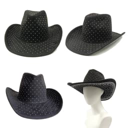 Cowboy hat with rhinestones drawstring spring and autumn fisherman hat men and women curled brim outdoor western cowboy hat