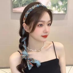 French pearl streamer tied hair integrated headband girl premium braided hair braided hairband hairpin headpiece beach vacation