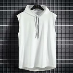 Mens Sleeveless Hooded Tank Tops Summer Gym Bodybuilding Fitness Sport Workout Singlet Solid Color Sports Vest