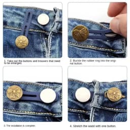 6Pcs Sewing Buttons Adjustable Disassembly Retractable Jeans Waist Button Metal Extended Buckles Pant Waistband Expander