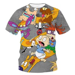 Summer fashion, novelty, creativity, 3D printing, anime character printing, fun, casual, comfortable short sleeved T-shirt