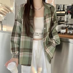 Black Flannel Shirt for Women Long Sleeve Collared Button-Up Tartan Plaid Shirt Jacket Teen-girl Casual Everyday Outfit