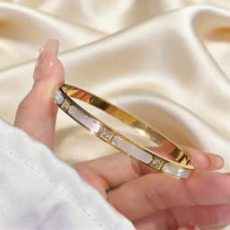 Luxury Gold Plated Stainless Steel Bangle Bracelet for Women Fashion Jewelry Accessory Mother's Day Gift 