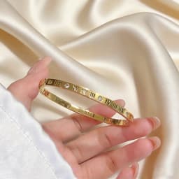 Luxury Gold Plated Stainless Steel Bangle Bracelet for Women Fashion Jewelry Accessory Mother's Day Gift 