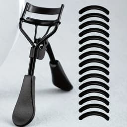 Portable Eyelash Curler with 15 Silicone Pads and Stainless Steel Eyelash Curler, Used for Eyelash Extensions and Curling Tools