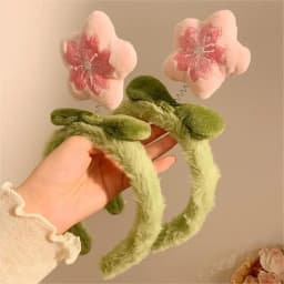 Recruiting Peach Blossoms~Cute Plush Flower Hair Hoop Female Cartoon Sweet Hair Hairpin Wash Anti slip Headband Hair Accessories