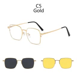 3 in1 Square Frame Magnetic Clip Myopia Sunglasses Glasses Women Men Polarized Prescription Optical Big Frame Eyeglasses