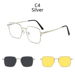 3 in1 Square Frame Magnetic Clip Myopia Sunglasses Glasses Women Men Polarized Prescription Optical Big Frame Eyeglasses