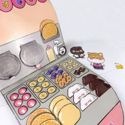 Colorful DIY Waffle Quiet Book Bread Paper Snack Bar Sticker Game. Handmade Toy Fried Chicken Cartoon Busy Book