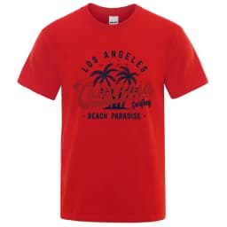 Los Angeles California Beach Paradise Men Tops Fashion Crewneck T Shirt Cotton Summer T-Shirt Breathable Oversize Clothing