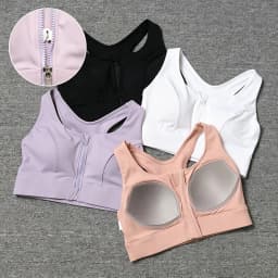 2026 New Front Zipper Adjustment High Strength Shockproof Gathered Sexy Cross Back Workout Sports Bra For Women