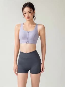 2026 New Front Zipper Adjustment High Strength Shockproof Gathered Sexy Cross Back Workout Sports Bra For Women