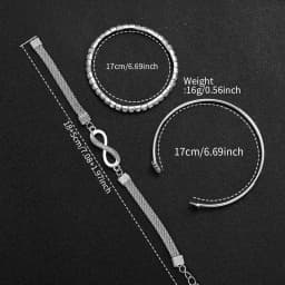 4PCS/Set Fashion Rhinestone Women‘s Watch Stainless Steel Band Quartz Watches Silver Bracelets Set