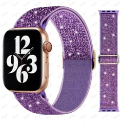 Bohemian Nylon Strap for Apple Watch ultra 2 49mm 41mm 45mm 38/40/44mm Elastic Shiny Bracelet iWatch Series 9/8/7 6 5 4 Se Band