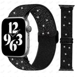 Bohemian Nylon Strap for Apple Watch ultra 2 49mm 41mm 45mm 38/40/44mm Elastic Shiny Bracelet iWatch Series 9/8/7 6 5 4 Se Band