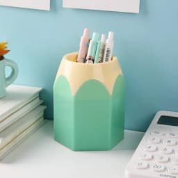 Cute Pencil Head Shape Pen Holder Pencil Storage Box Student Desktop Office Household Multifunctional Makeup Brush Organizer Box