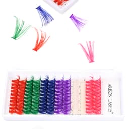 ARISON 120 Cluster Colorful Individual Lashes 6 Mixed Color Eyelash Extension Cluster False Eyelash For Festival Party Makeup