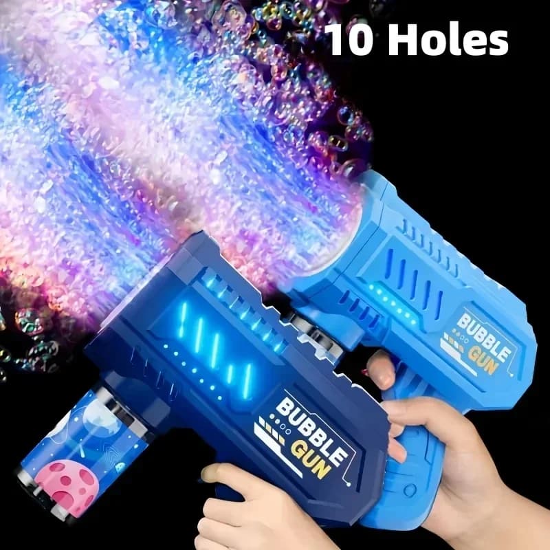 10 Holes Children Electric Bubble Gun Rocket Soap Automatic Bubble Machine Kids Summer Outdoor Bubble Blowing Toys for Kids
