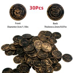 30pcs Pirate Gold Coins, Silver Coins Copper Coins Gemstones Children's Gifts Halloween Props Plastic Fake Gold Acrylic Toys