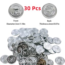 30pcs Pirate Gold Coins, Silver Coins Copper Coins Gemstones Children's Gifts Halloween Props Plastic Fake Gold Acrylic Toys