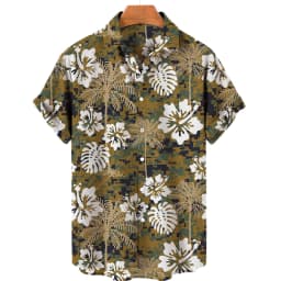 Men's casual shirt plant printed summer clothing Hawaiian short sleeved 2023 medieval vintage beach vacation top