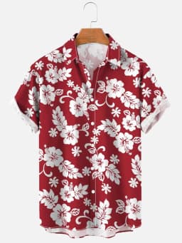 Men's casual shirt plant printed summer clothing Hawaiian short sleeved 2023 medieval vintage beach vacation top