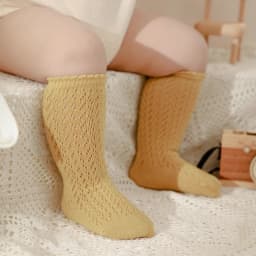 Baby Girls Princess Knitted Mesh Socks Summer Soft Toddler Girls Knee High Socks Cotton Infant Newborn Girls Long Tube Stockings
