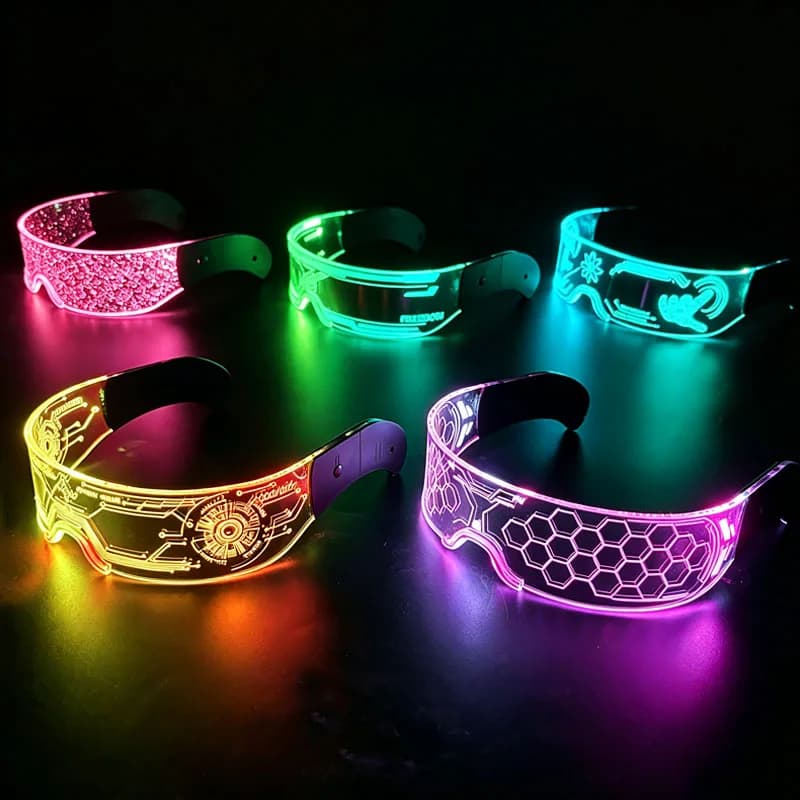 Cool Luminous LED Light Up Glasses Flashing Party Glasses Futurist Transparent LED Glasses For Nightclub DJ Dance Party Decor