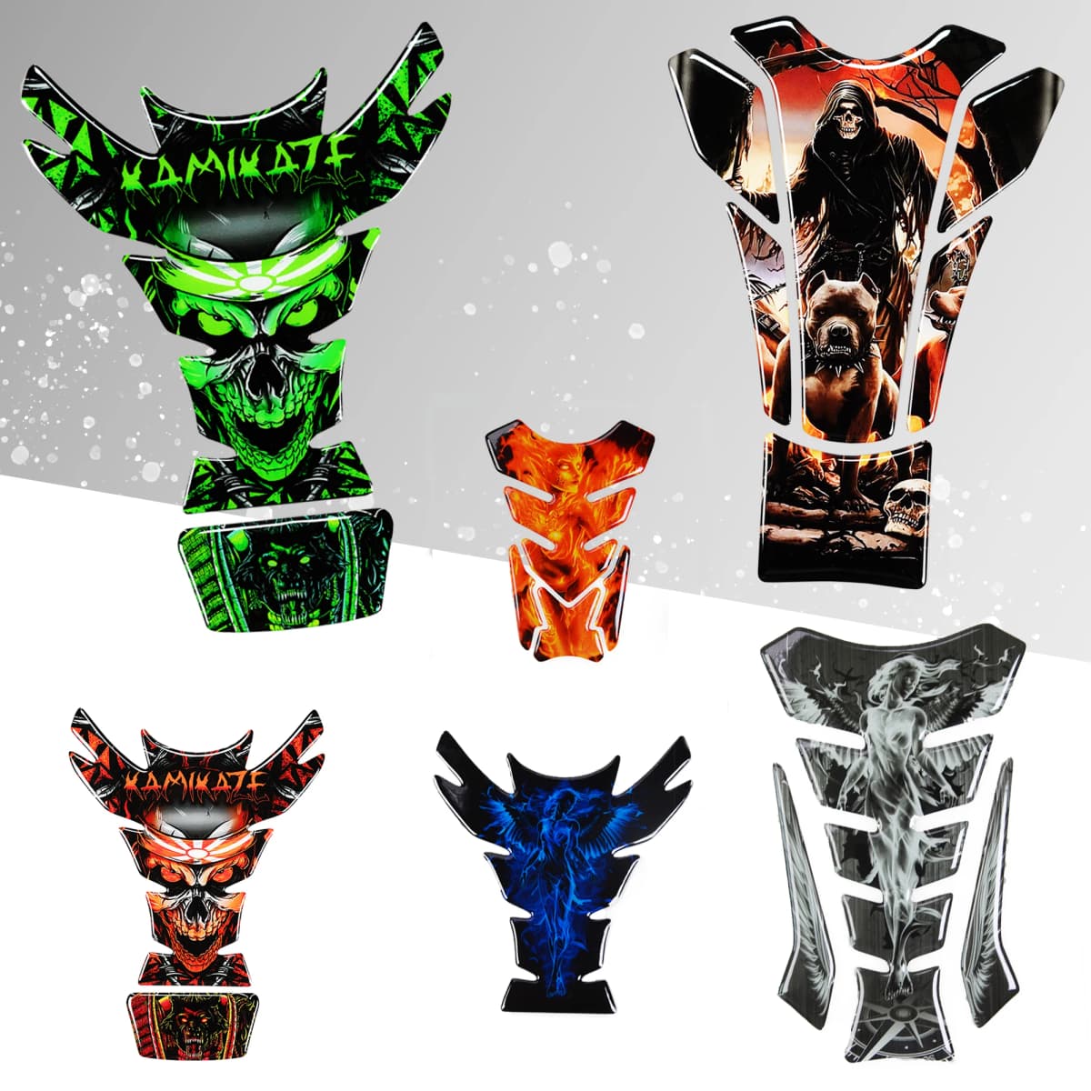 Motorcycle Universal Tankpad, Tank Pad, 3D Tank Pad Stickers, Oil Gas Protector, Tank Protector for SUZUKI YAMAHA Free Keychain