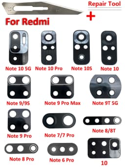 NEW For Xiaomi Redmi 13C 4G Note 9 Pro Max 9S 8 7 11 10 12 Pro Plus 5G 10T 10S Rear Camera Lens Glass Back Camera Lens With Glue
