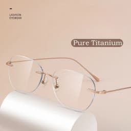 YIMARUILI Ultralight Fashion Cat Eye Rimless Glasses Women Retro Titanium Alloy Retouch Face Optical Prescription Framework 690A