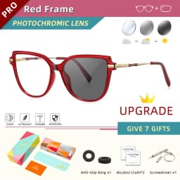 CLLOIO TR90 Women Anti blue Blocking Reading Eyeglass Fashion Oversize Cat Eye Frame Photochromic Prescription Optical Glasse
